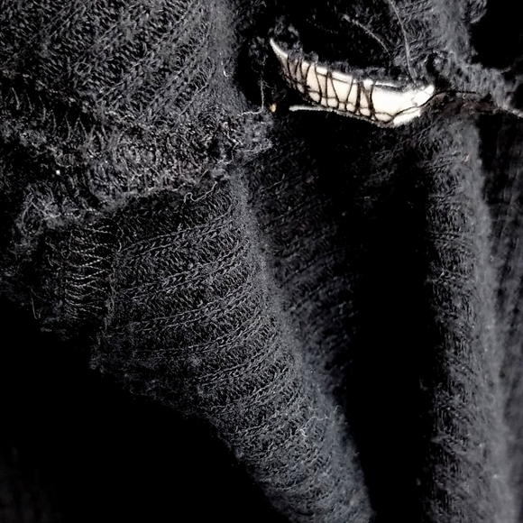 Free People Black Waffle Thermal Lace Neck Top - Picture 8 of 15